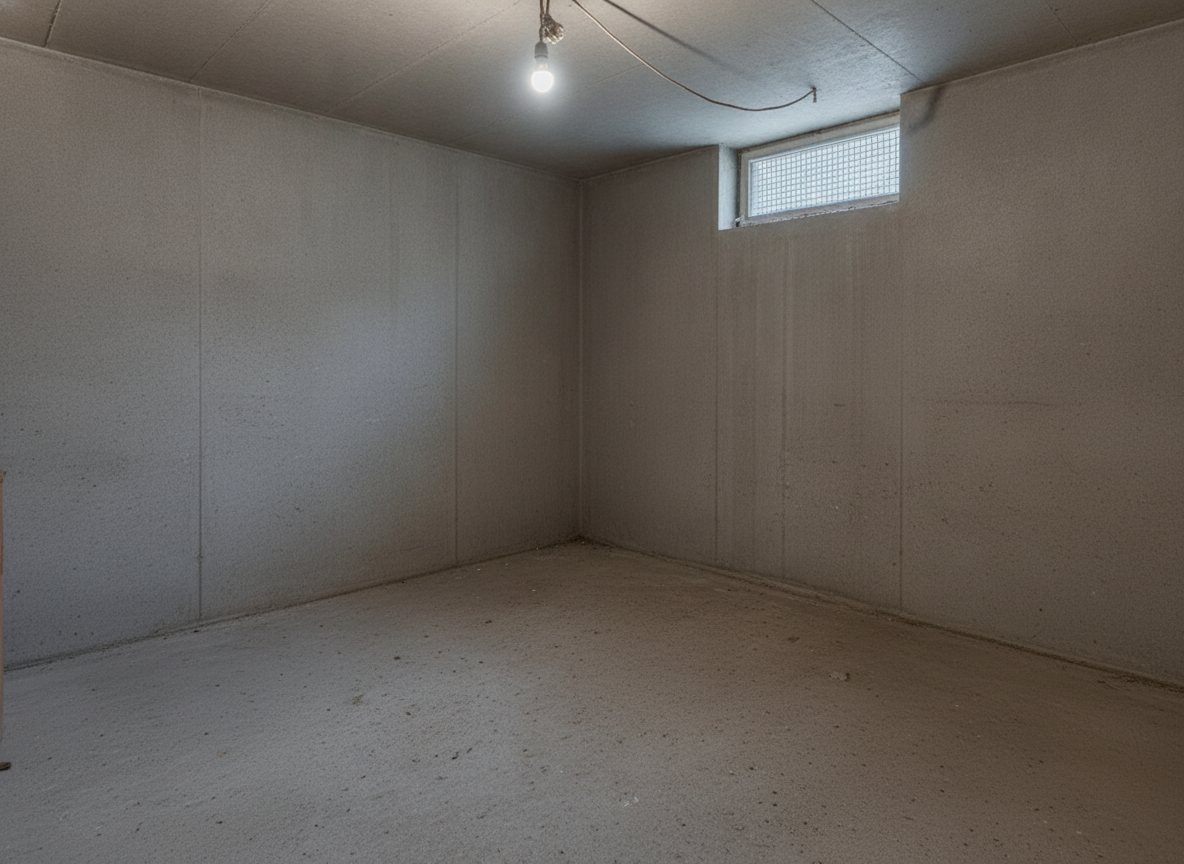 Cleared-out basement