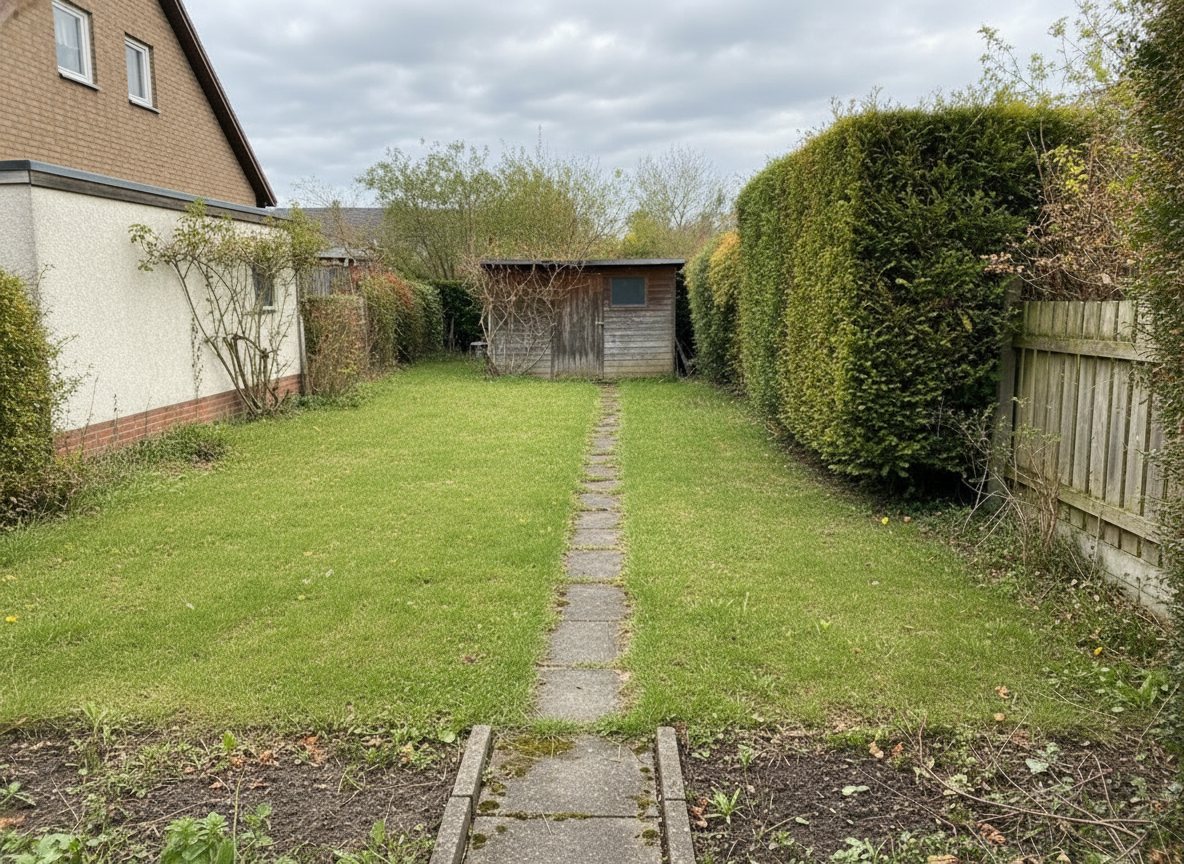 Well-kept garden with a mown lawn